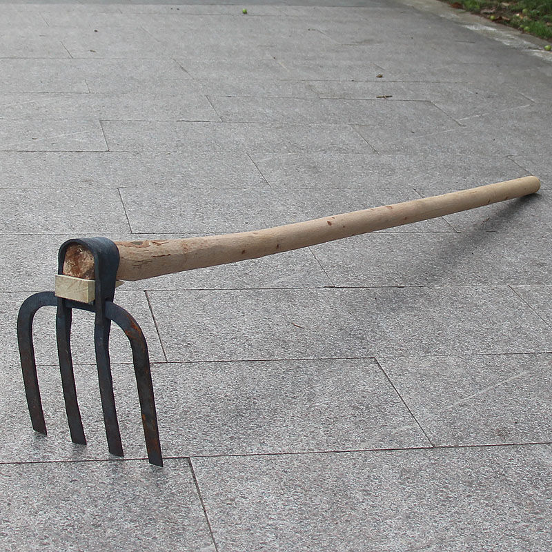5米锻打锄头 老式锄 尖齿耙 多齿耙 松土锄 四齿耙 二齿耙 3斤尖四齿