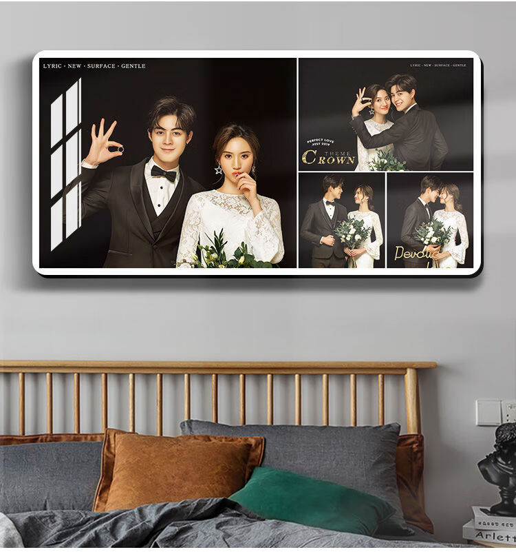 创意婚纱照片放大九宫格大韩水晶相框挂墙免打孔卧室床头客厅背景五张