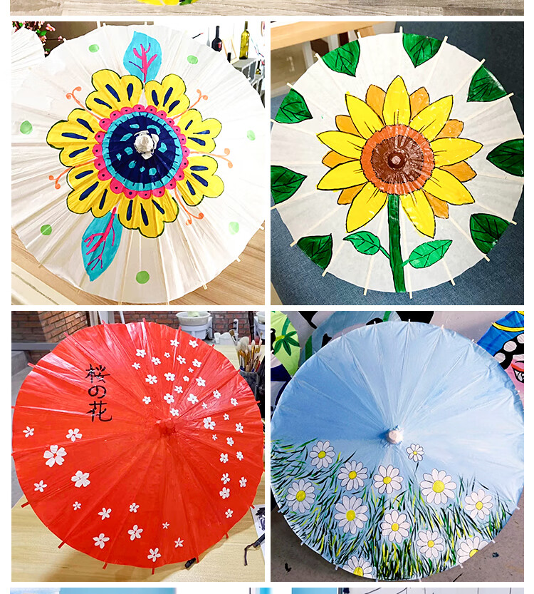 diy手工绘画伞材料包 儿童手绘小雨伞幼儿园 涂色彩绘伞 40cm纸伞