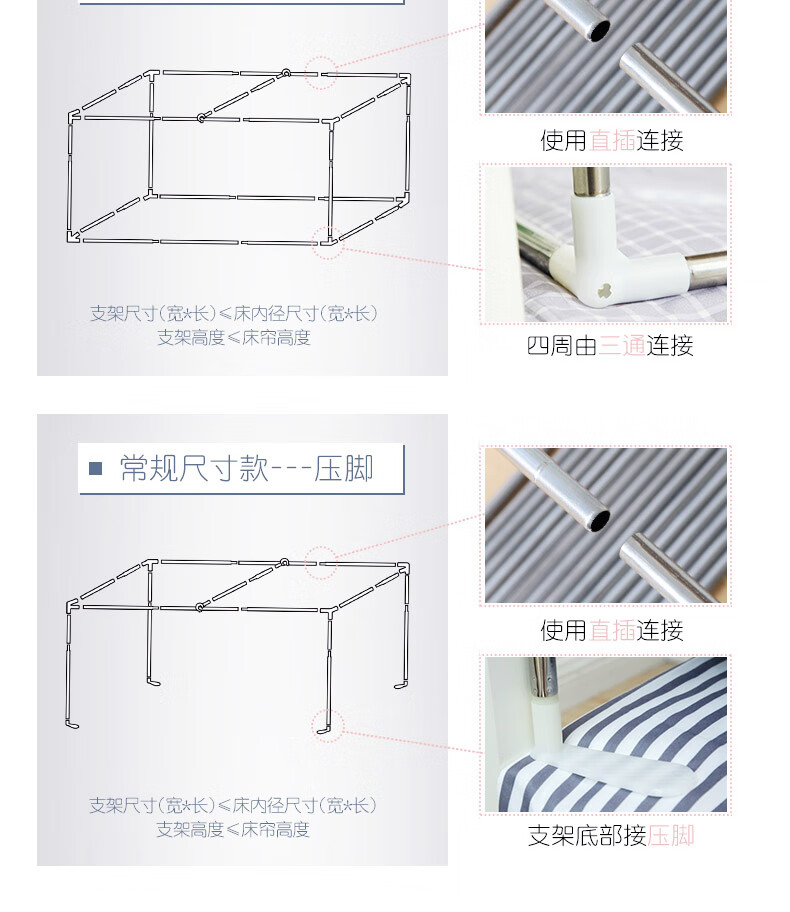 棉之帆minzhifan可伸缩宿舍寝室支架学生床帘遮光蚊帐上铺下铺不锈钢