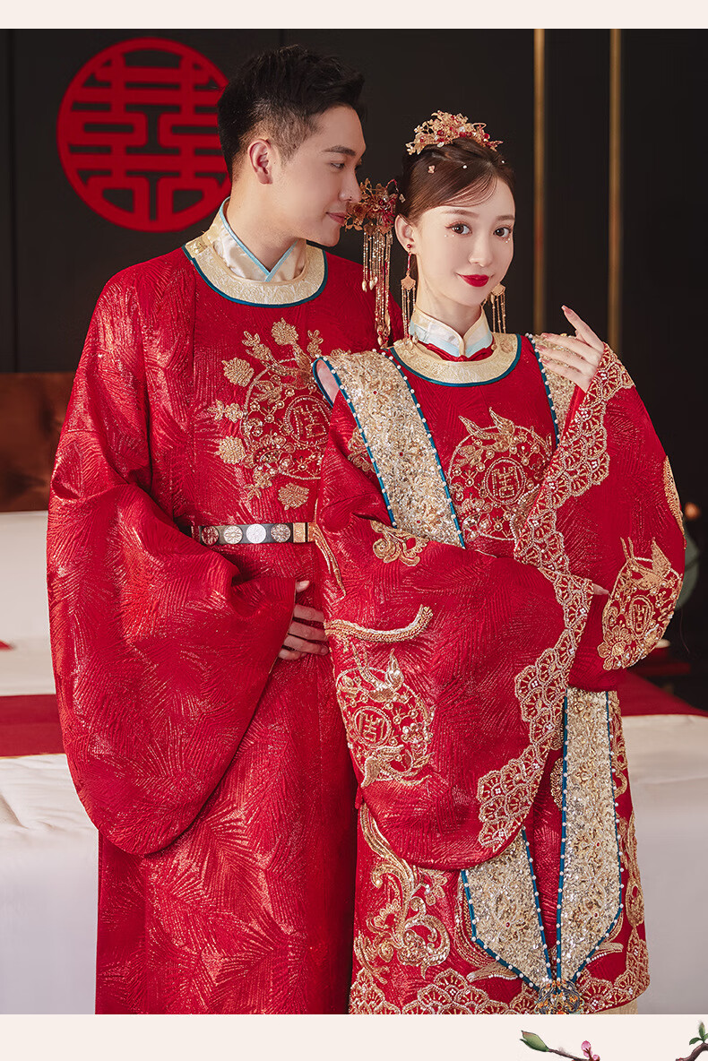 索黛妍 中式婚纱新娘服凤冠霞帔婚服结婚汉服古风嫁衣大气秀禾服情侣