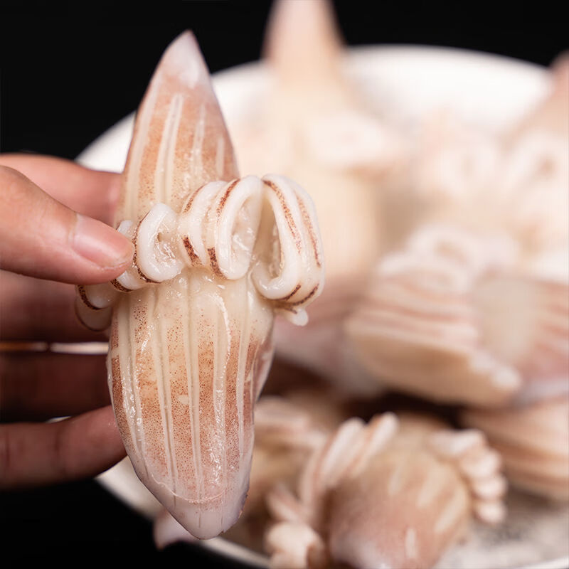 鱿鱼花耳尖切花牛角花卷鲜活大尤冷冻海鲜水产500g装火锅食材八斤装