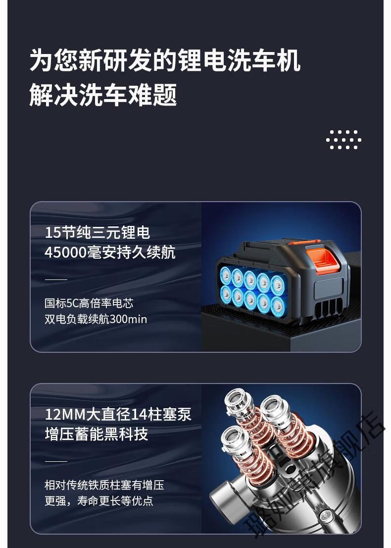 德国博士高压洗车机无线洗车机车用家用便携式充电高压水枪锂电池水泵