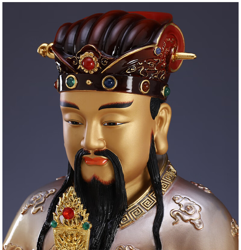 城隍爷像纯铜台湾手工琉晶彩紫尊城隍爷神像摆件崇祀城隍庙守护神 38