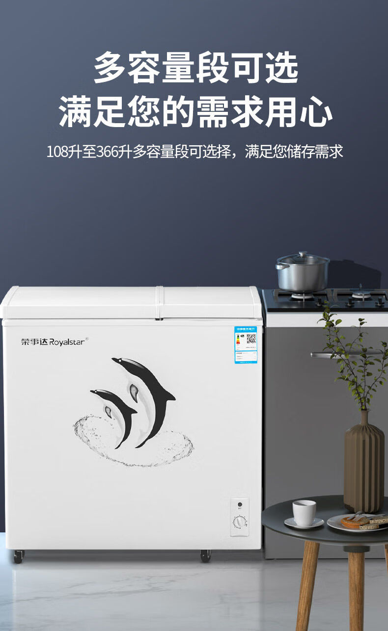 荣事达双温冰柜冷柜家用双门冷藏冷冻保鲜小型两用大容量商用节能摩鱼