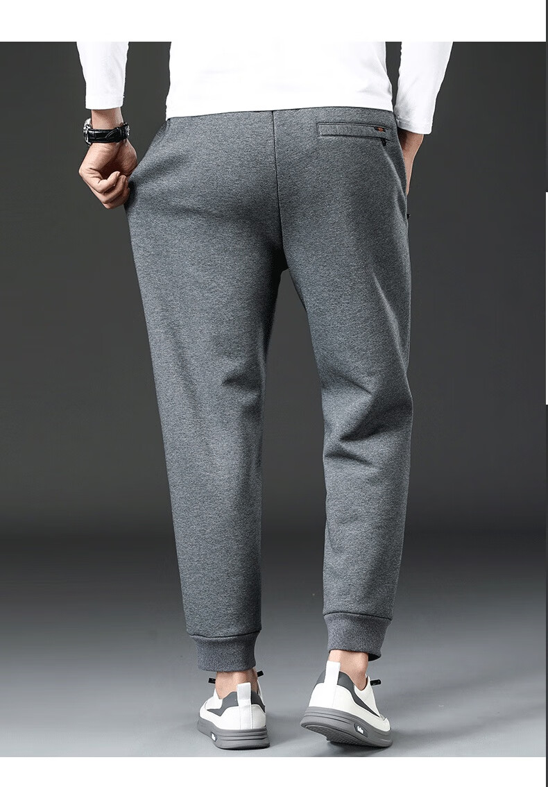 皮尔卡丹官方品牌高档男装羊羔绒裤子男加绒加厚休闲裤冬季男裤小脚裤