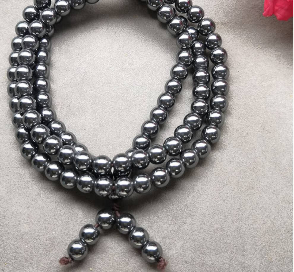 太赫兹手串新疆黑又亮陨石手串陨太石硅化铁佛珠睡眠时尚天然核磁