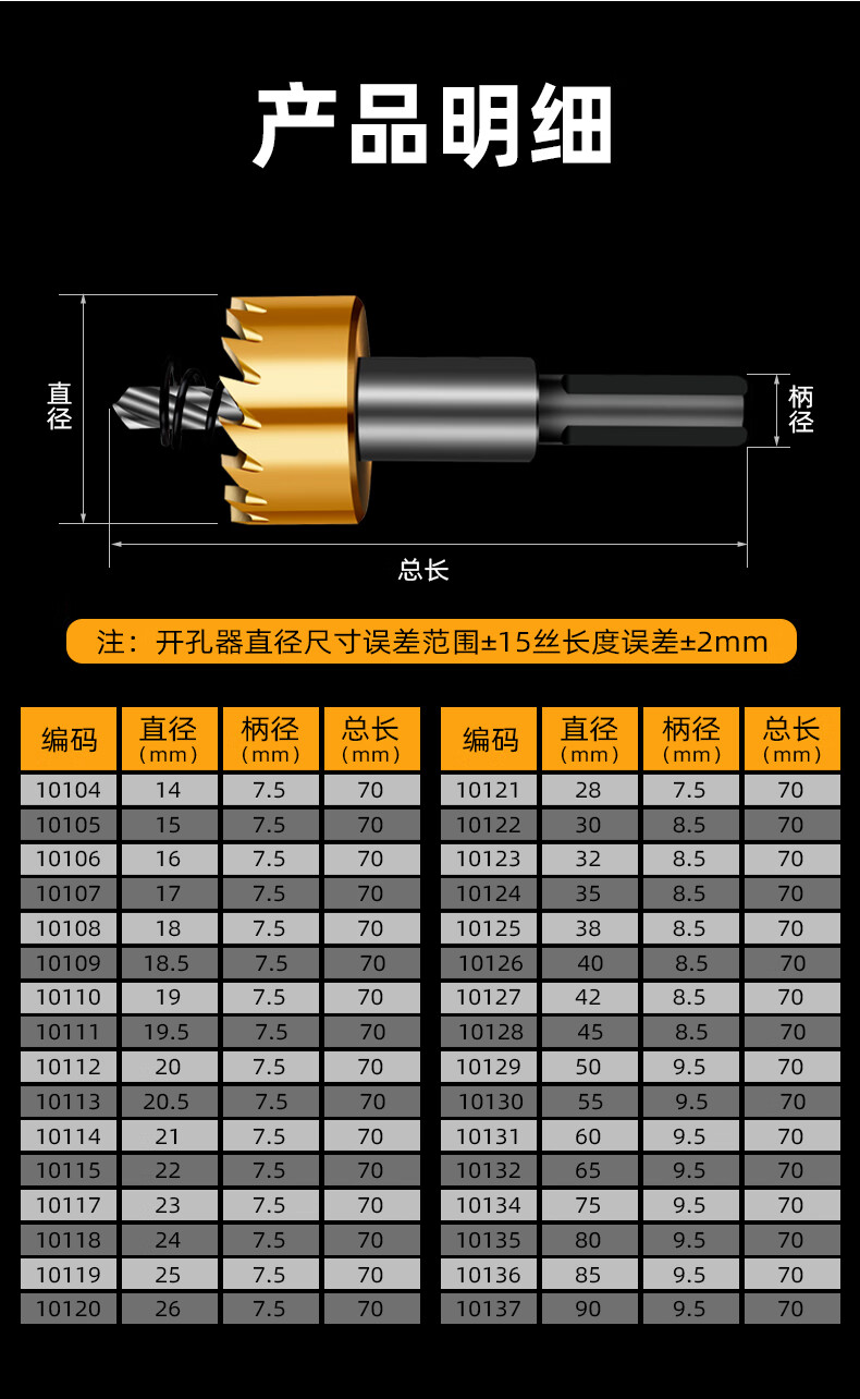进口高速钢开孔器不锈钢专用金属扩孔器铁皮开孔金属打孔钻孔钻头荧光