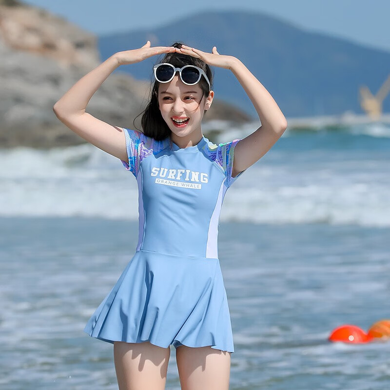 少女泳衣女大学生高初中女生大童女孩分体五分平角裤训练运动游泳装黑