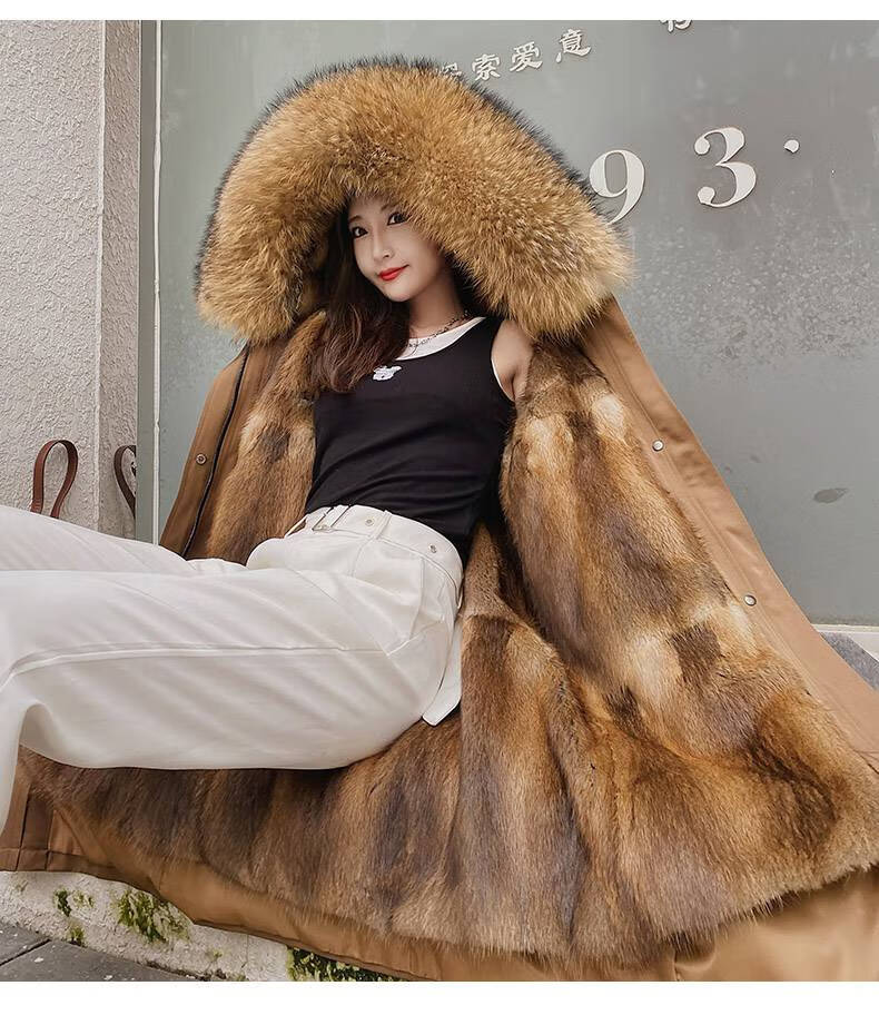 皮草大衣女派克服女青根貂真毛水貂毛中长款貂皮可拆卸内胆冬季海宁