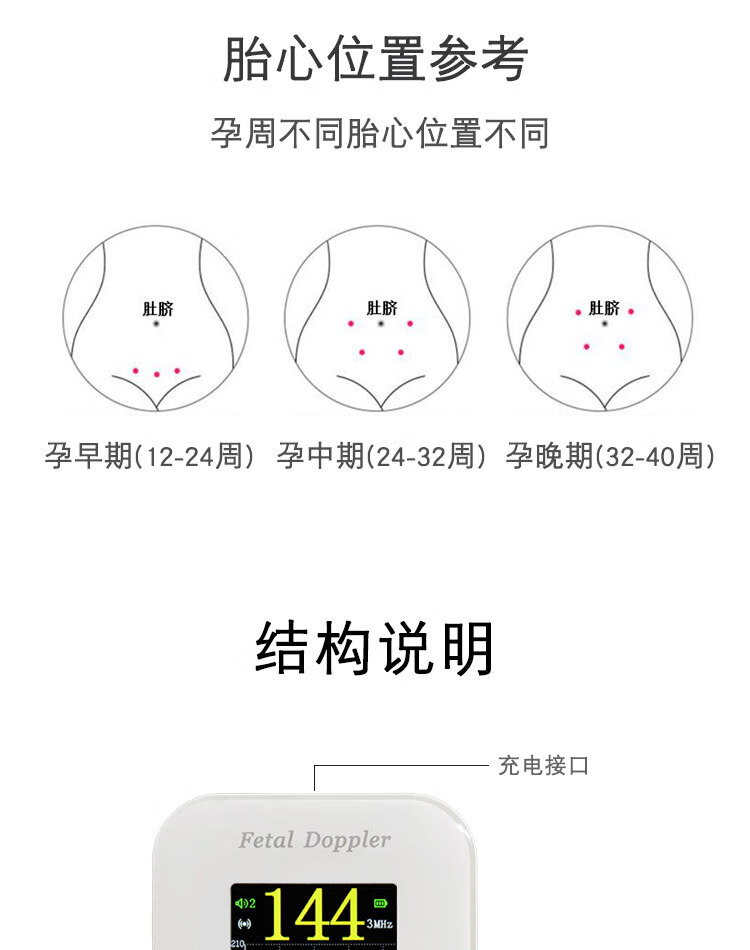 果实胎心仪胎心监护监测听胎心孕妇家用双频可变9周孕晚期用双探头孕
