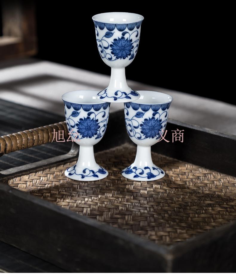 旭厽白酒盅十只装景德镇陶瓷酒具家用白酒杯中式烈酒杯t高脚杯小酒盅