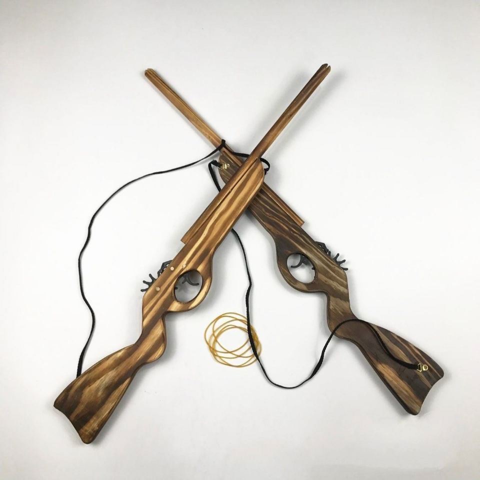 皮筋发射器皮筋枪儿童玩具枪实木连发橡皮筋枪怀旧枪嘎子模型经典回忆