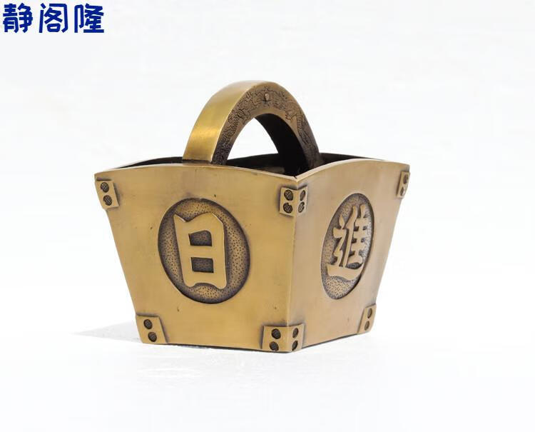 静阁隆斗纯铜斗金银满斗日进斗金纯铜金斗摆件仿古做旧铜器过年送礼加