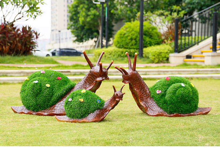 户外绿雕蜗牛摆件绿植草皮仿真动物雕塑园林景观草坪蘑菇装饰小品草皮