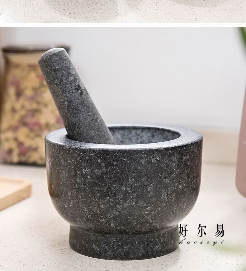 手动农村老石臼蒜缸子捣蒜器纯石头的家用天然石老式捣药罐蒜臼子