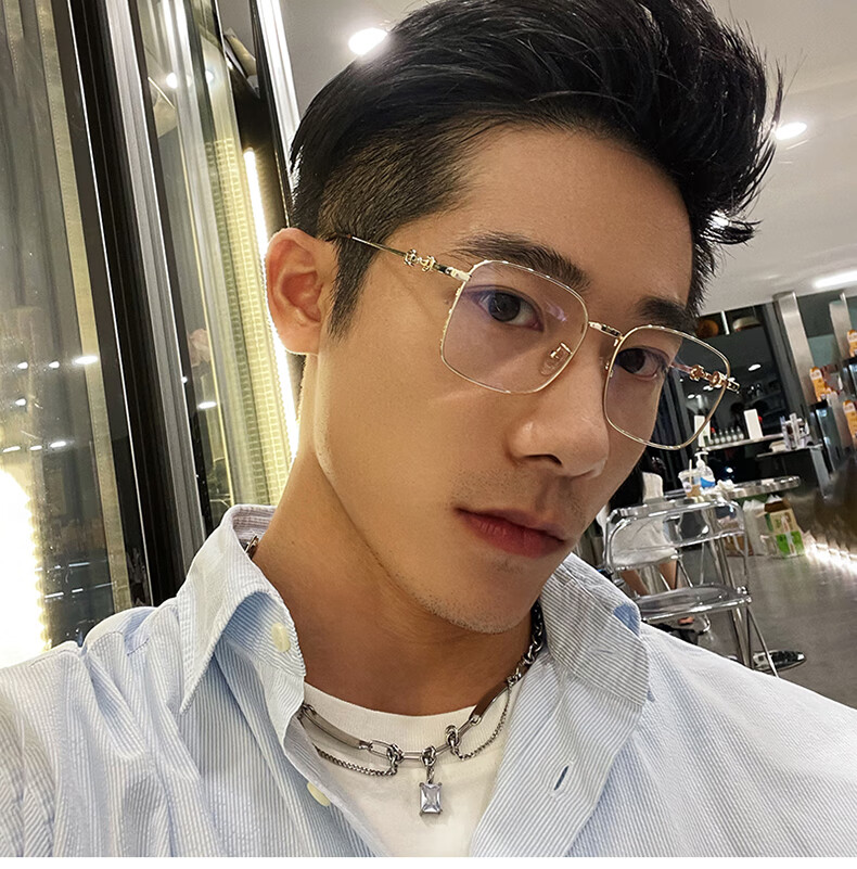 琦莎斯文败类金丝眼镜男士方框显瘦防蓝光辐射眼镜框架女潮网红款抗