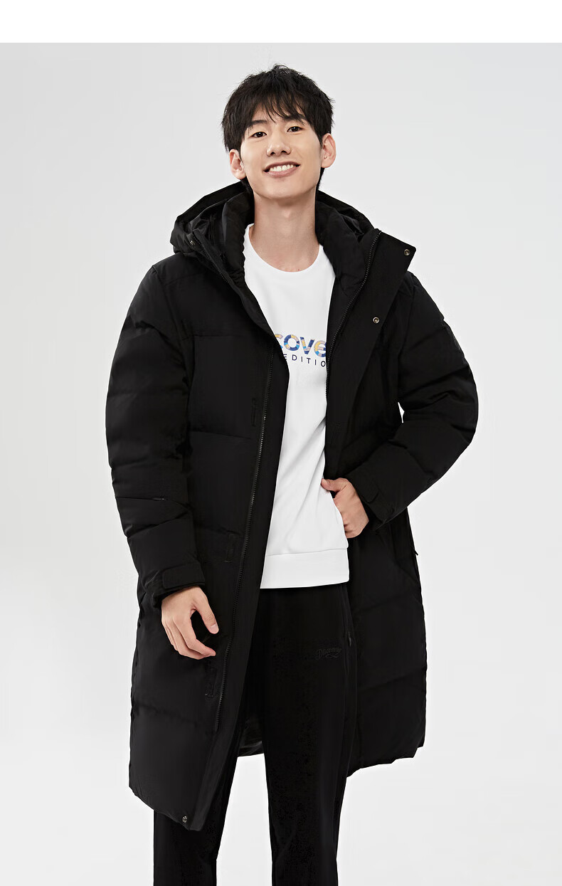 discovery 中长款羽绒服男冬季户外运动旅行加厚保暖鸭绒防寒外套