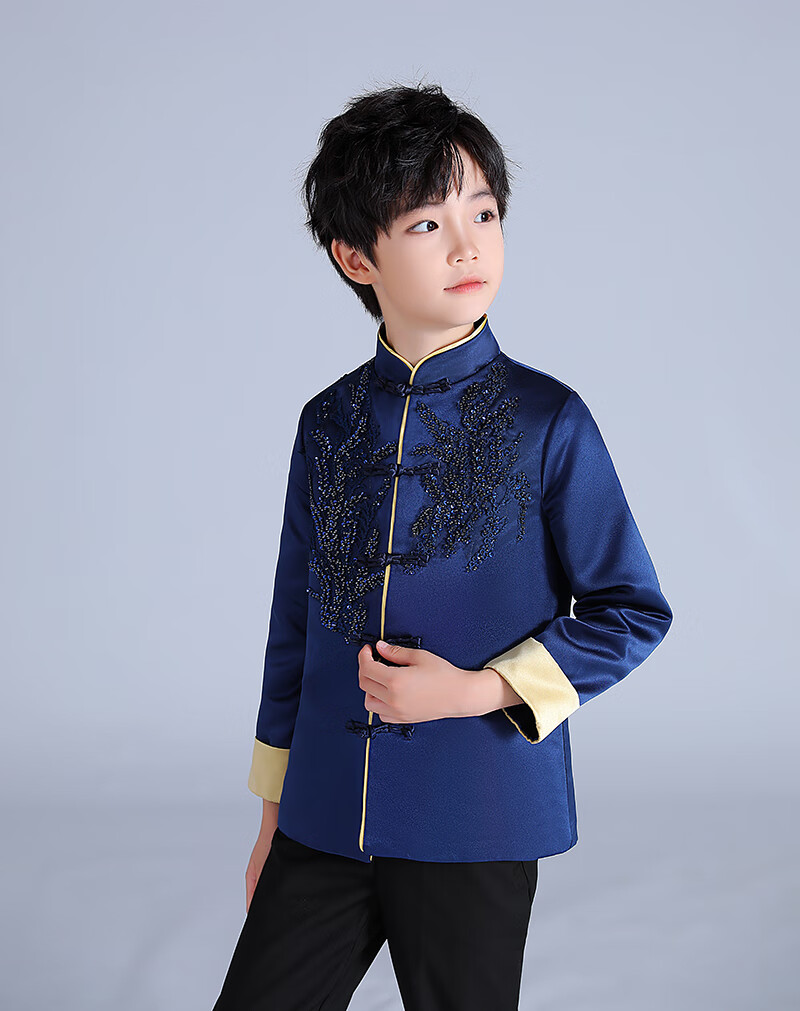 儿童表演服中山装男五四青年服唐装男童礼服改良小学生朗诵国学演出服