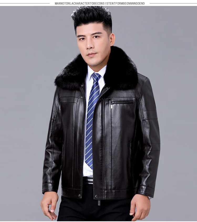 swjeans品牌男装海宁真皮皮衣男士头层牛皮中老年冬季加绒加厚翻领皮