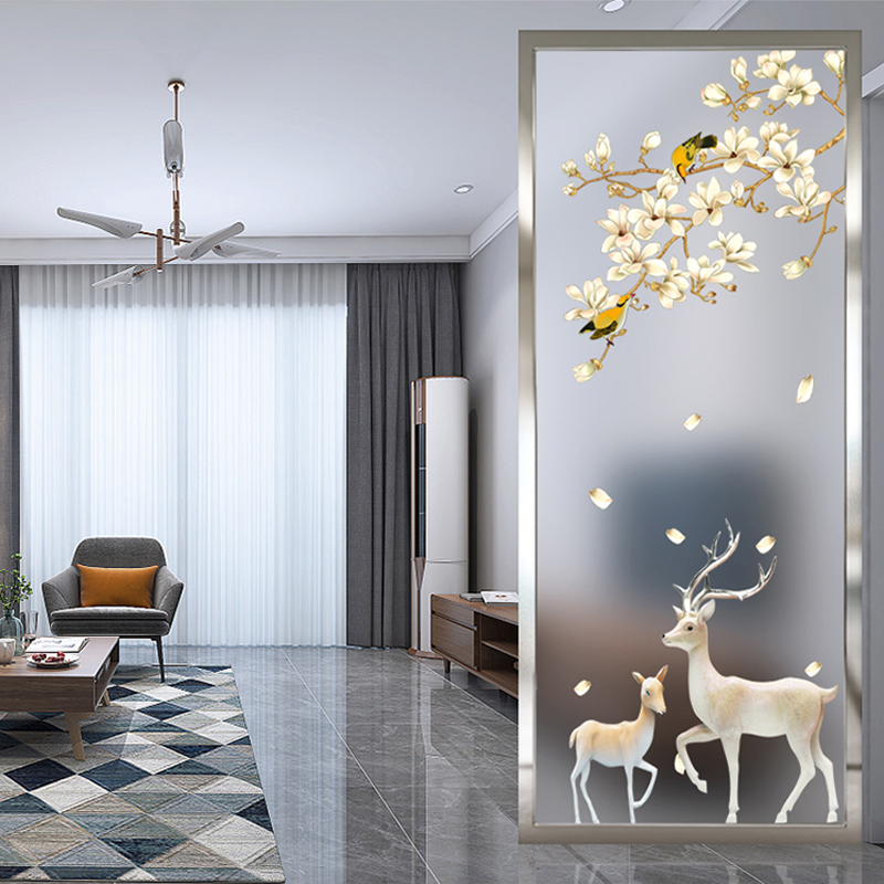 长虹玻璃现代轻奢客厅玻璃屏风隔断墙卧室干湿区遮挡网红家用入户玄关