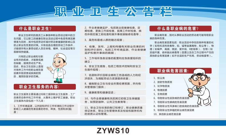 职业卫生公告栏海报宣传栏职业卫生管理制度卫生操作规程应急救援措施