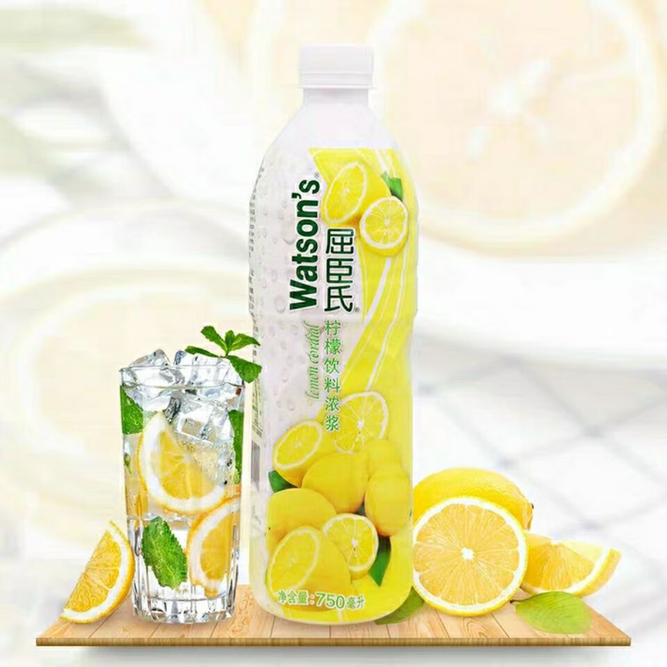 屈臣氏碧泉柠檬茶青柠檬汁黄柠檬汁750ml多规格柠檬饮料浓浆浓缩果汁