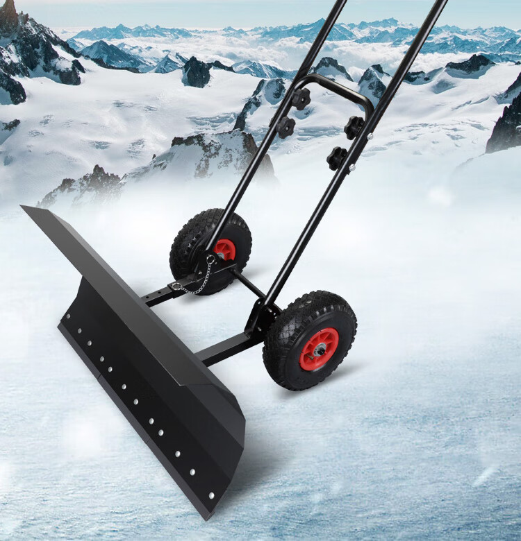 带轮手推式铲雪车家用板子扫雪工具大号加宽户外小区学校清雪神器双杆