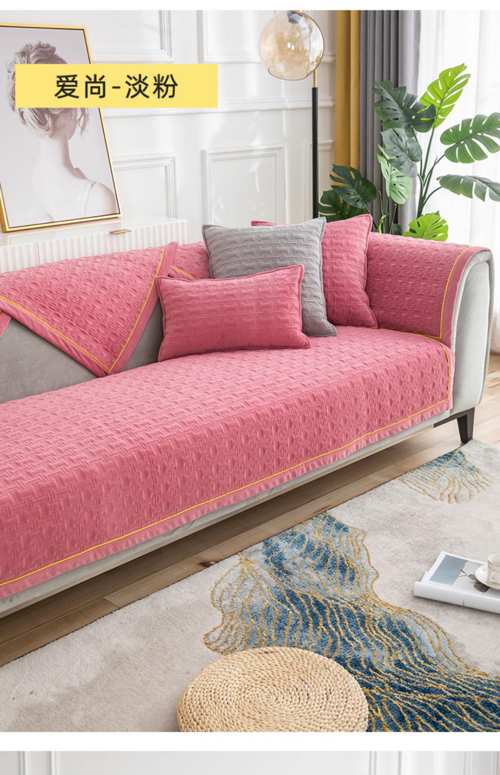 ttqqny品牌冬季冬款皮沙发垫子北欧风格现代简约防滑定做田园轻奢风