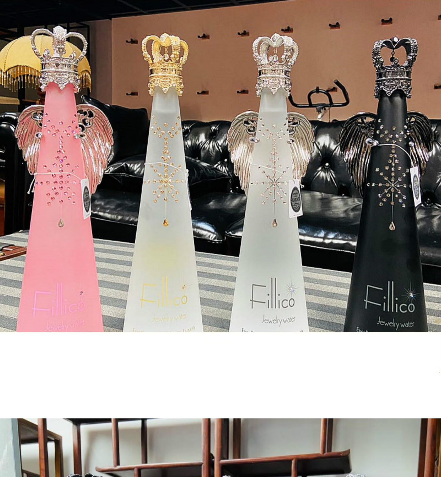 fillico日本神户矿泉水 720ml 施华洛晶雕饰菲丽高皇冠天使翅膀 情人