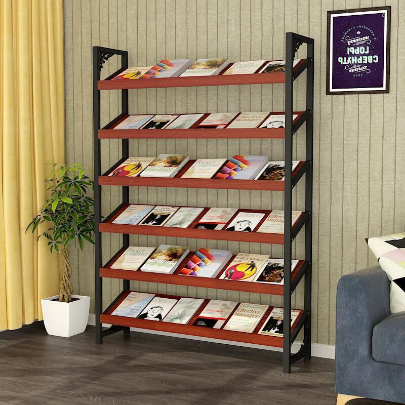 定制适用铁艺木质报刊杂志架落地图书馆展示架宣传册广