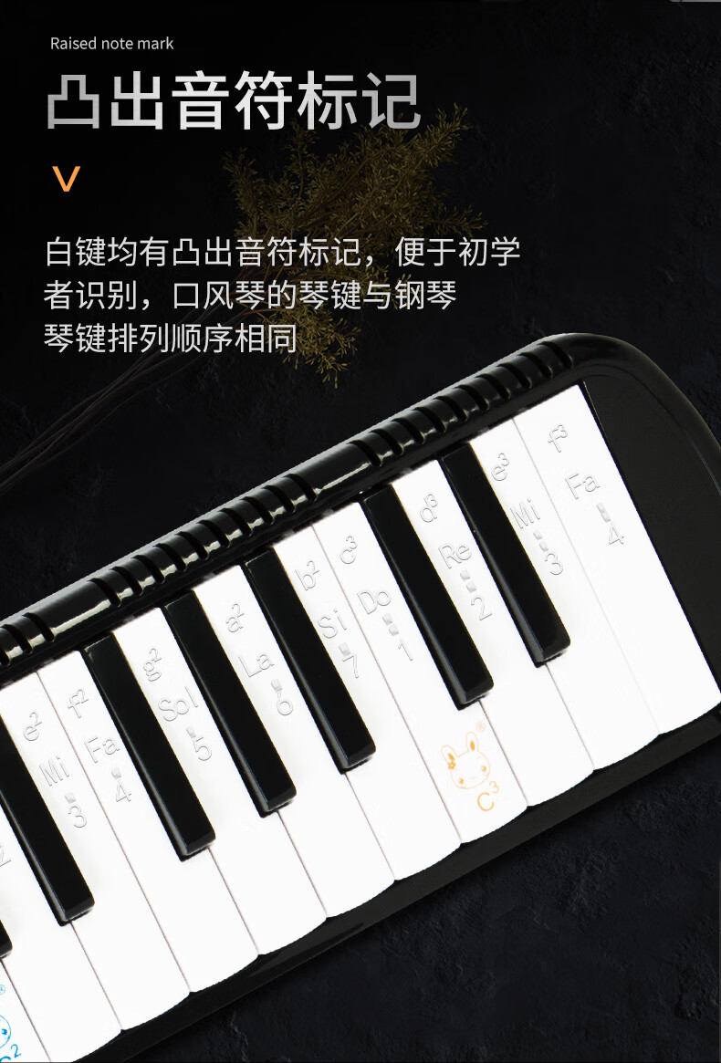 奇美口风琴37键学生用eva轻体硬盒黑色初学者儿童乐器小学口吹琴绿色