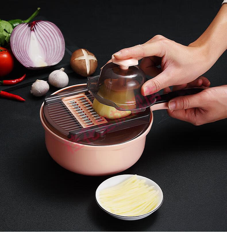 切土豆丝神器家用多功能厨房切菜器擦丝土豆切花器刨丝器切片工具粉色