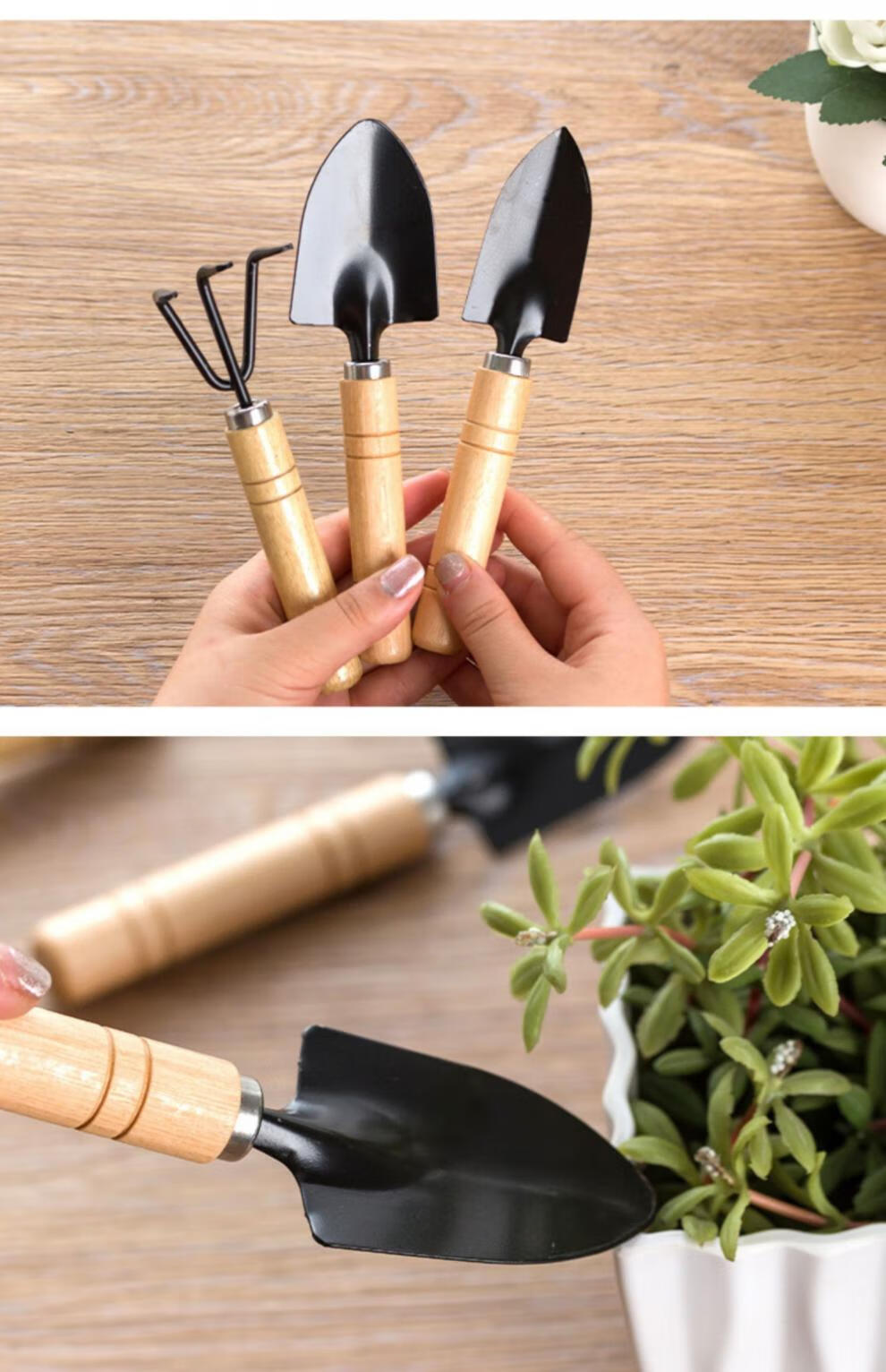 小铲子种花专用工具三件套栽花用的多肉铲养花套装小铲子挖土小铁锹