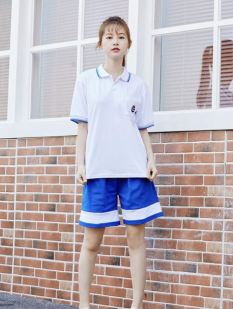 folomodo湛江二中校服夏天运动服毕业初中生班服翻领衣男女2022上衣