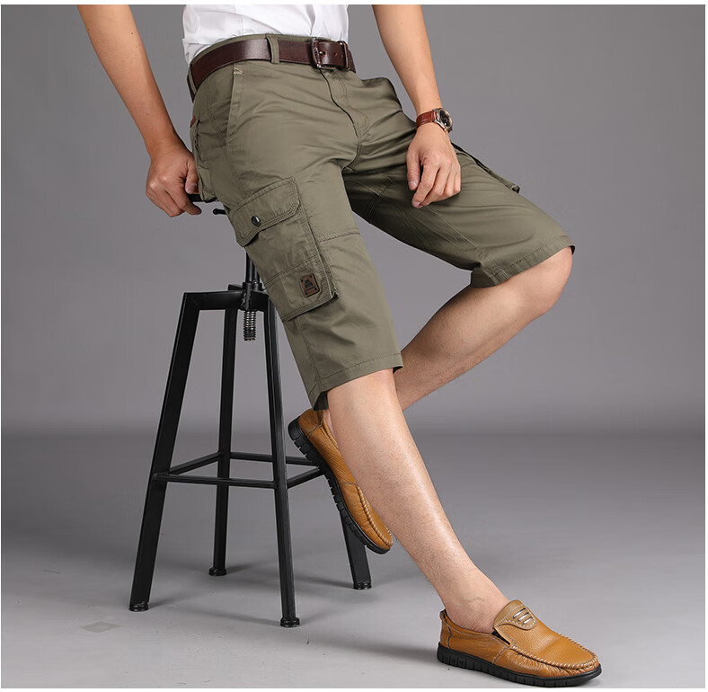 jeep吉普品牌轻奢男装夏季薄款短裤男士大码宽松户外工装裤纯色水洗