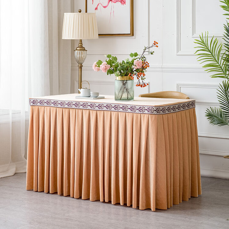 老式缝纫机罩子金丝绒布套活动办公会议会展桌布台布长方形花边桌裙