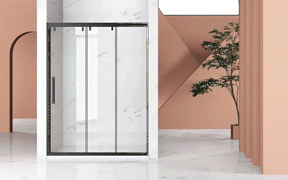 朗斯淋浴房一字型联动移门卫生间干湿分离隔断钢化玻璃 凯特系列 每