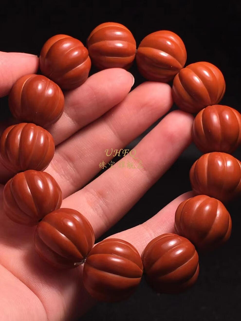 uhfq橄榄核南瓜珠手串核雕大籽圆籽男女同款橄榄核手链手串把件1314mm