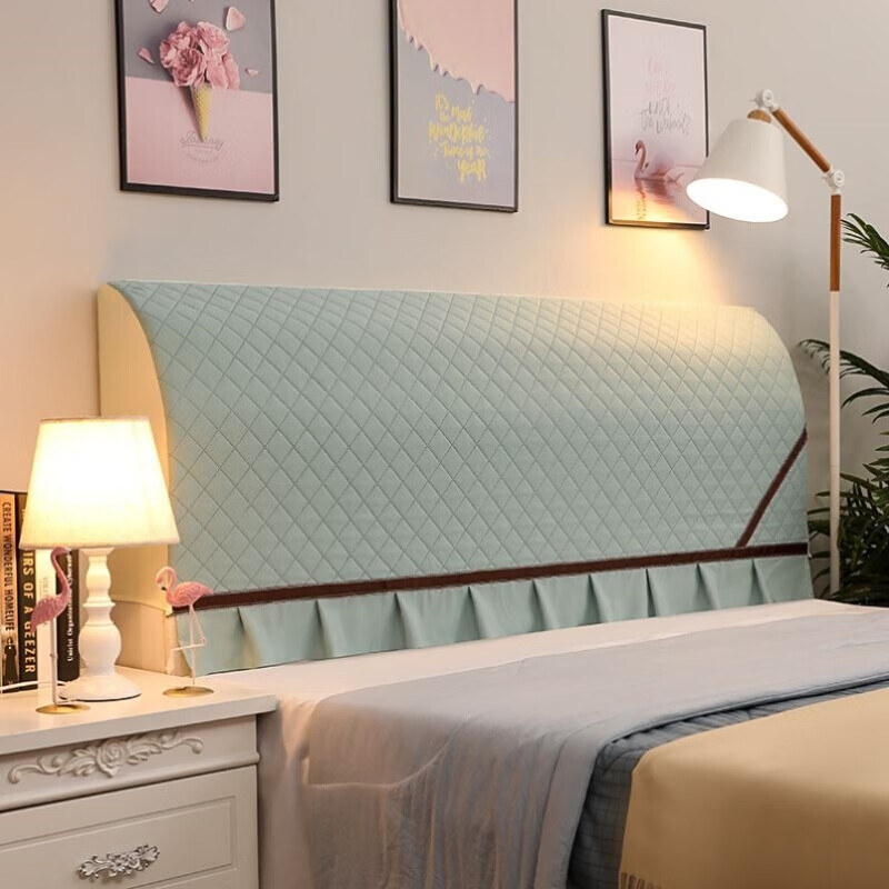 暂布艺全包床头罩套北欧风床头保护套木床头罩软包弹力夹棉床头套罩d