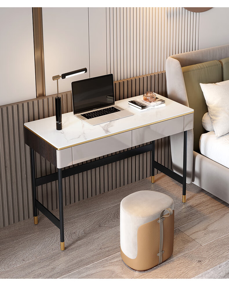 简约小户型学习桌电脑桌家用卧室意式极简写字台轻奢书桌60cm长单抽否