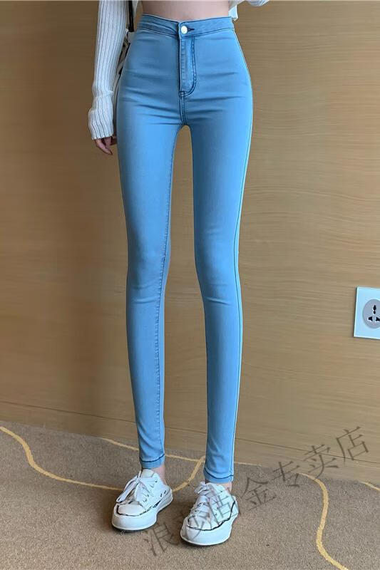 官方旗舰浪莎特价夏季超薄弹力打底裤牛仔紧身裤女装2022春季高腰黑色