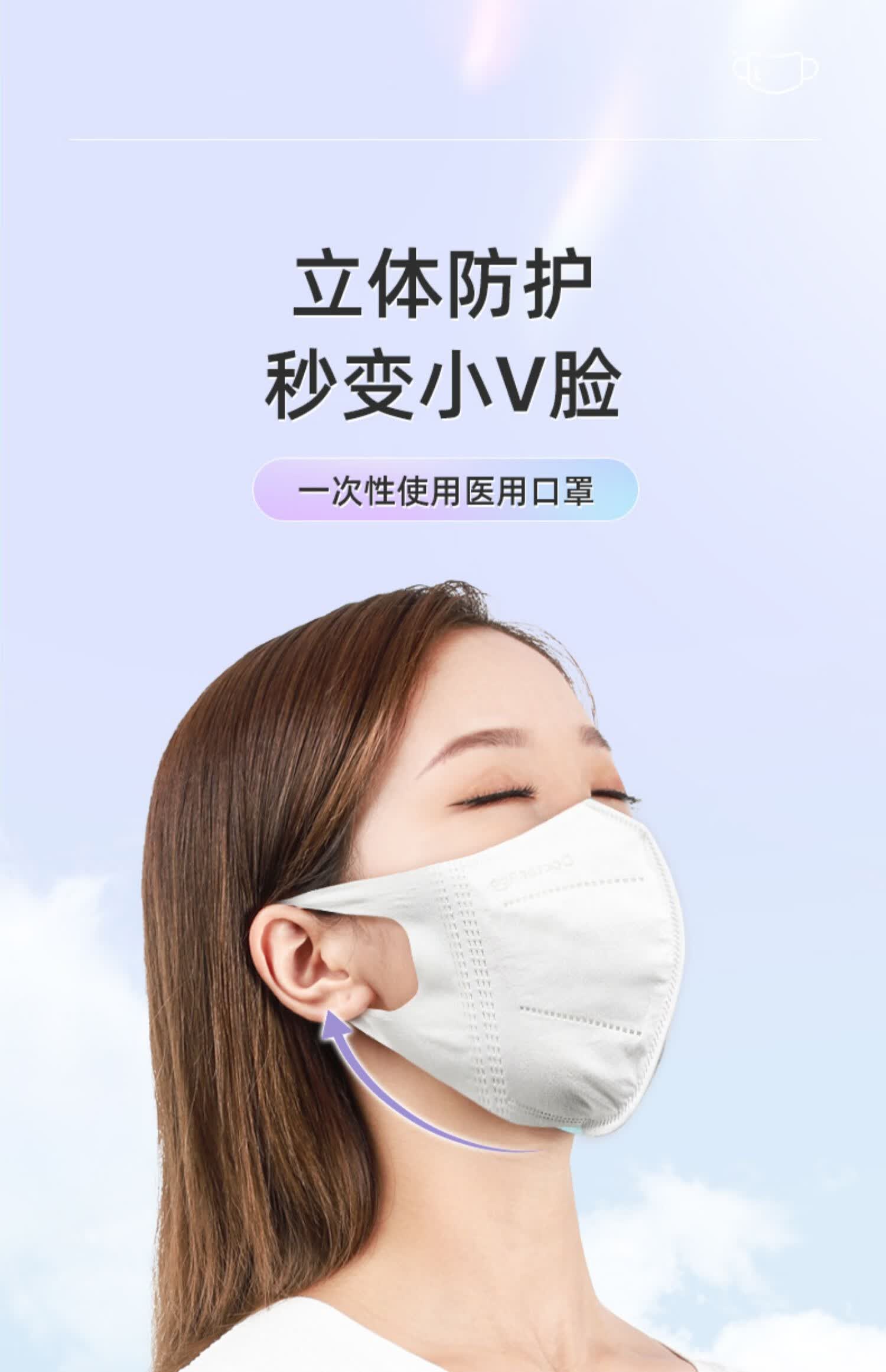 恒坤成人3d立体一次性医用口罩白色三层防护独立包装30支20支白色3d