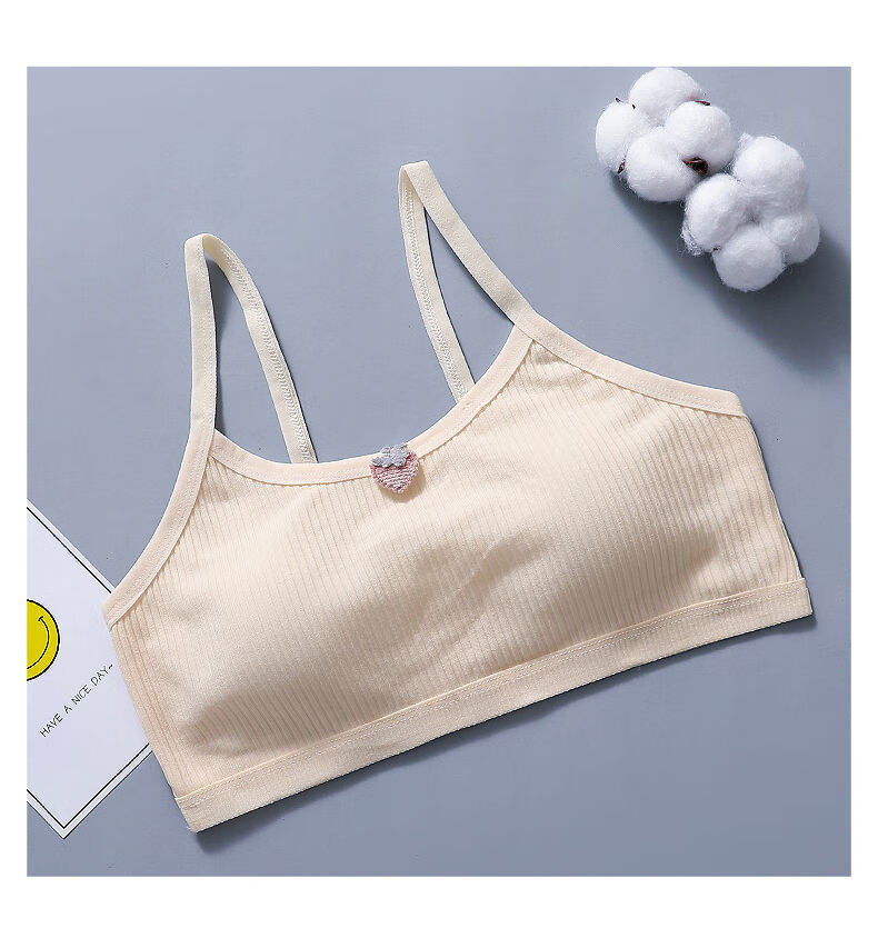 胸罩少女小女孩纯棉18岁高中白色粉色两件装1117女孩吊带背心l建议90