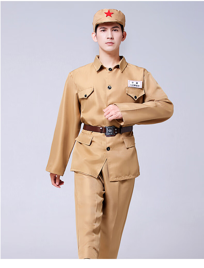红军套装 49式50式65式抗美援朝老式红志愿服衣服抗战 女款涤纶志愿军