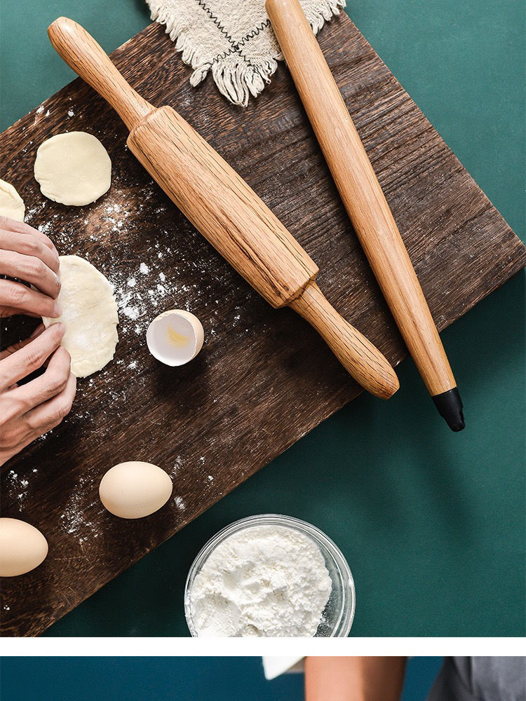 慕质muzhi中式白橡木擀面杖擀包子皮饺子棍厨房烘焙工具无蜡无漆实心