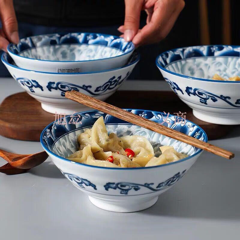 青花瓷餐具套碗套装景德镇碗家用饭碗兰花瓷碗青花瓷家用吃饭中式餐具