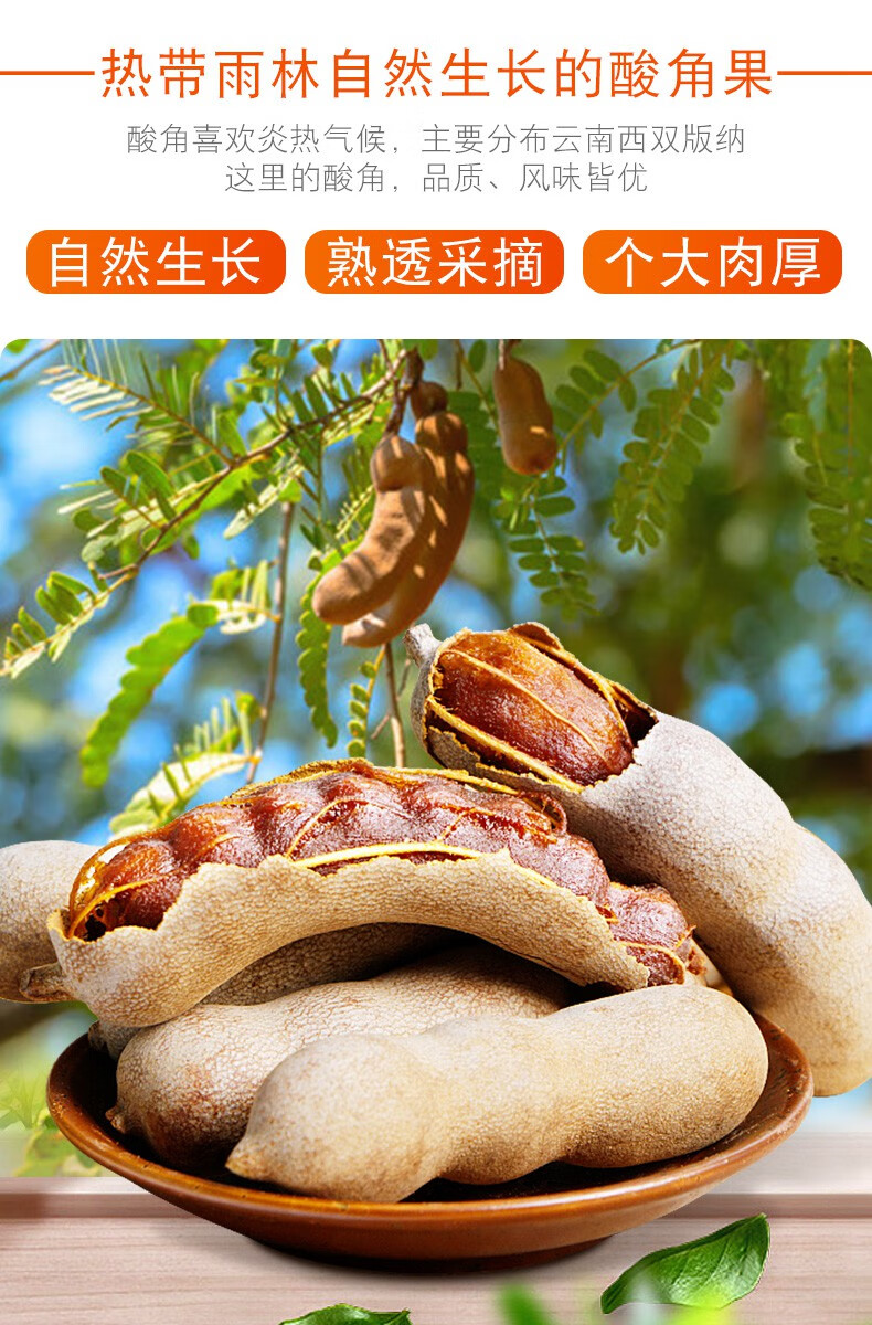 云南特产酸角果酸角泥甜酸角特酸野酸角袋装独立包装零食 野酸角208g