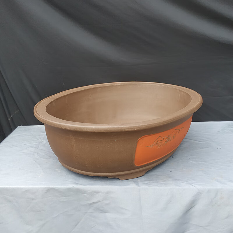 特大紫砂花盆宜兴紫砂花盆特大号一米椭圆形腰圆80公分盆景 60/70腰圆