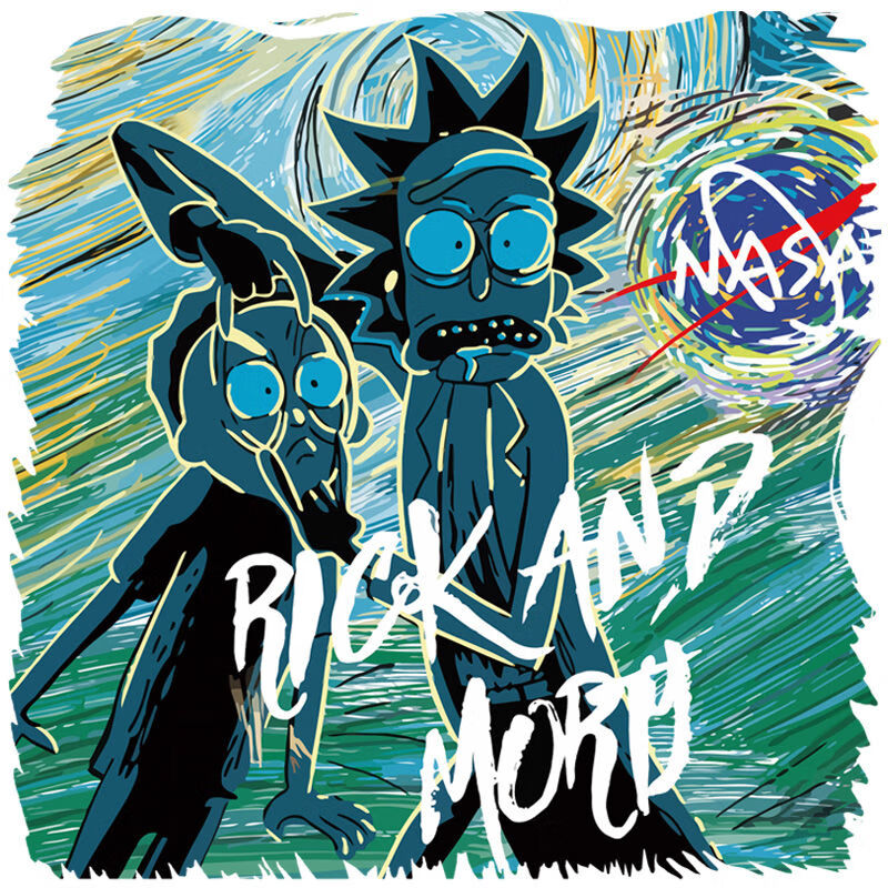 nasa联名瑞克和莫蒂t恤rick与morty动漫周边纯棉衣服宽松短袖男潮瑞克